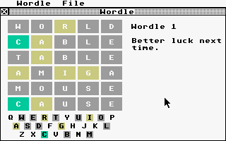 Wordle atari screenshot